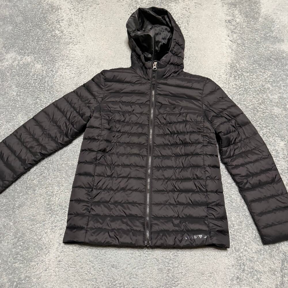Lands End Puffer Jacket Kids Youth Large 10-12 Black Primaloft Hooded